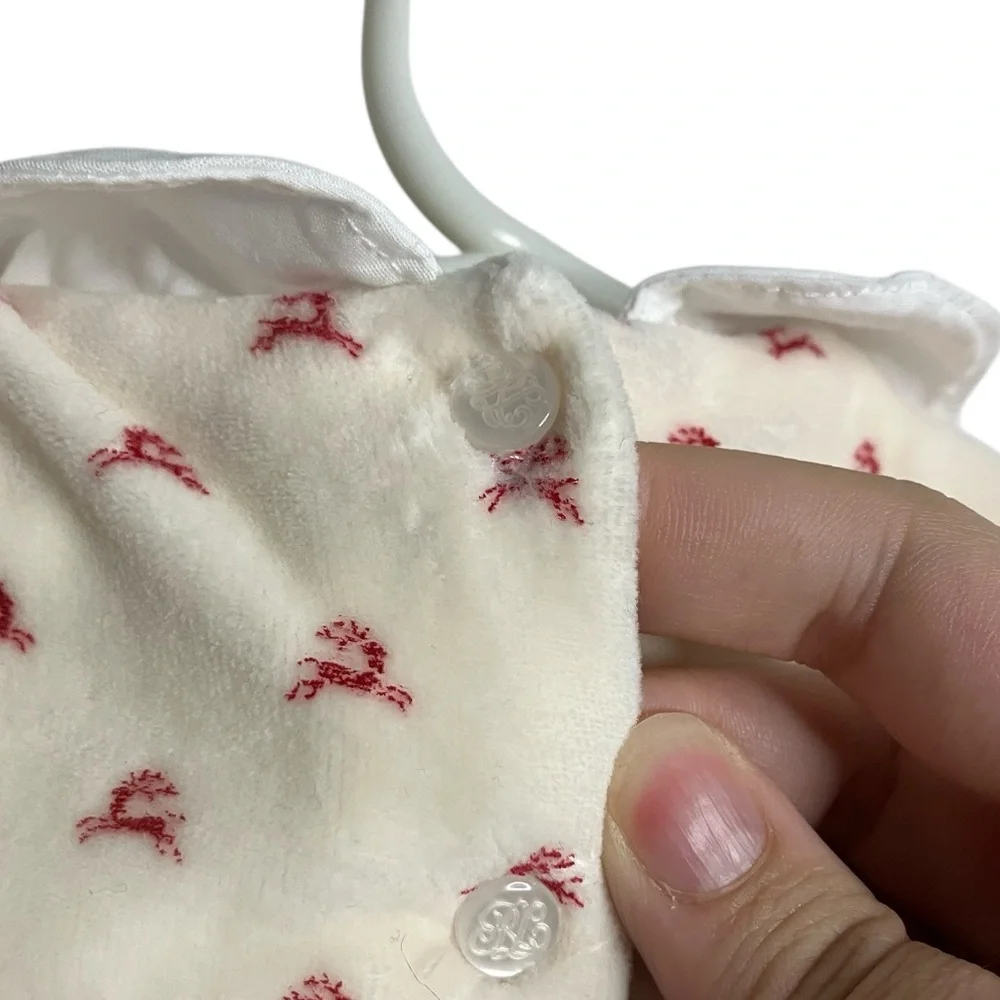 Ralph Lauren Baby Girl Velour Christmas Dress 3MO Reindeer Holiday Cream Red